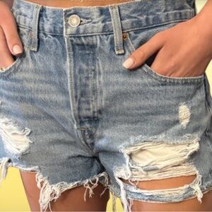 Levi's Light Blue Distressed Jean Shorts